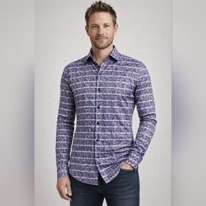 Visconti Black Fitted Purple Patterned Men's Shirt Sz. S #1629